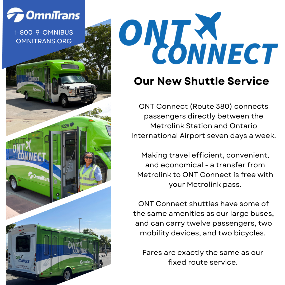 ONT Connect Shuttle Service from Cucamonga Station to ONT