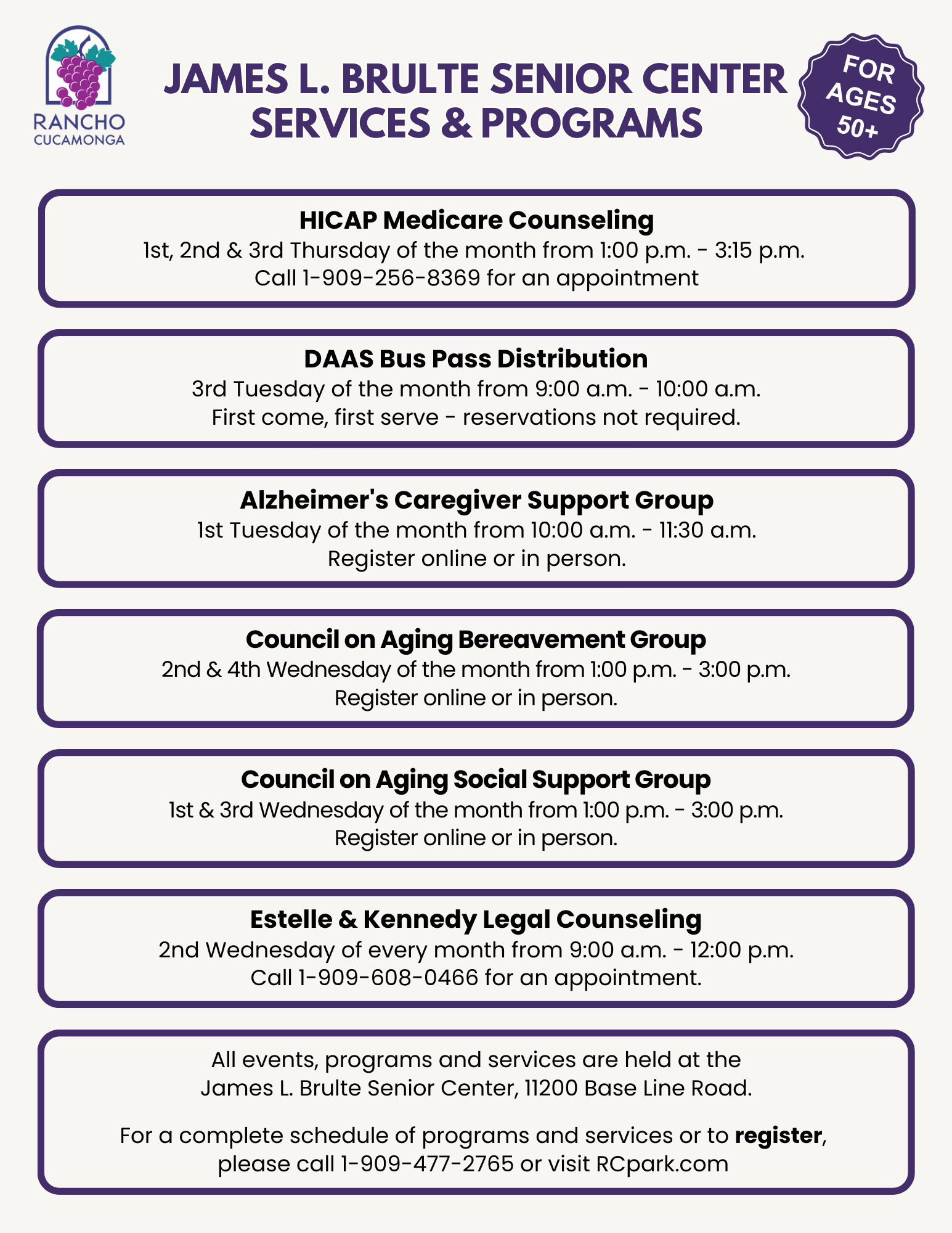 James L. Brulte Senior Center Programs & Services