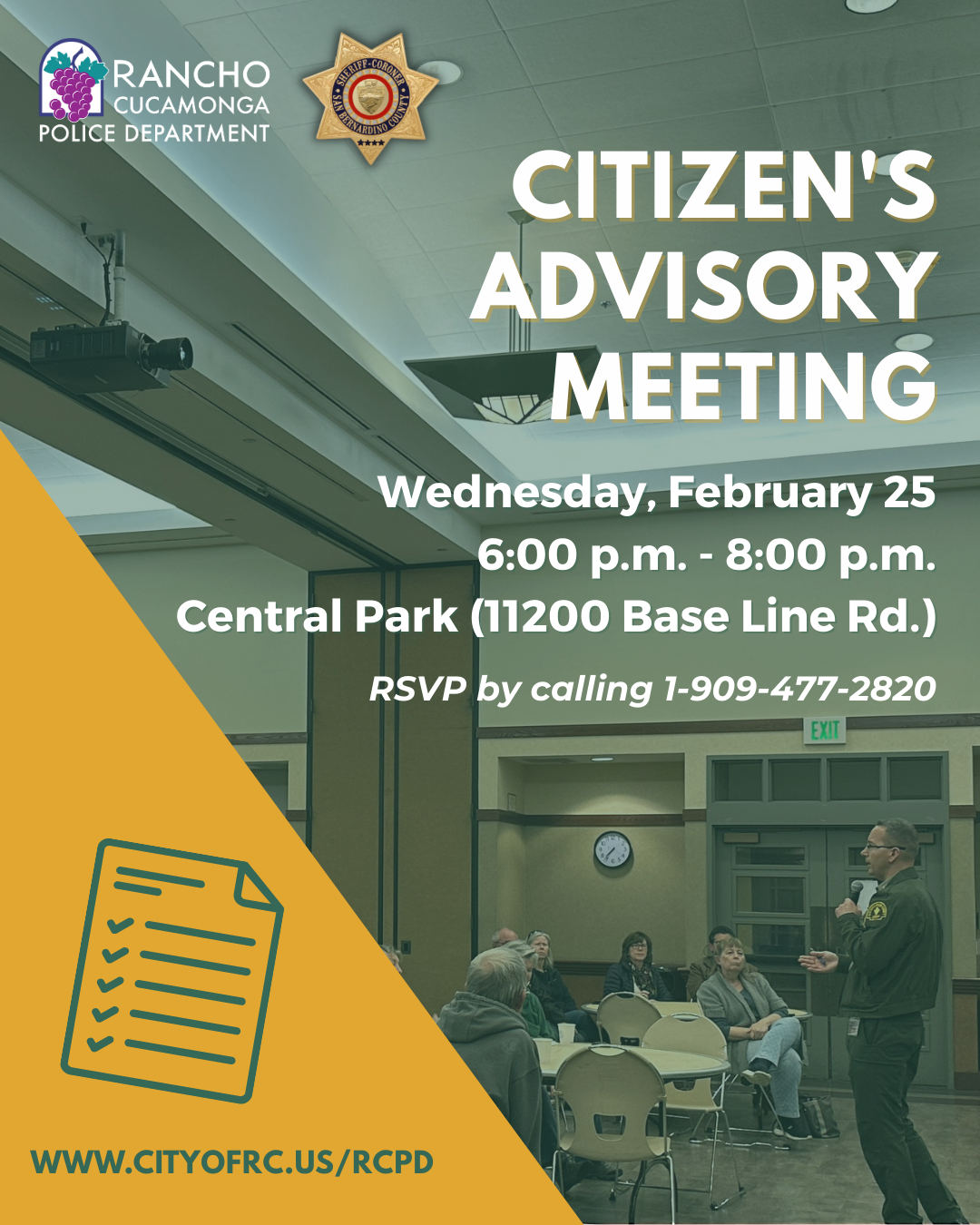 Citizen's Advisory Meeting February 25, Captain Smith speaking to crowd