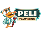 Peli Plumbing logo with a cartoon pelican.