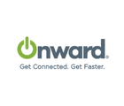Logo featuring a green power-button symbol to the left of the word 'onward' in dark gray lowercase letters, with the tagline 'Get Connected. Get Faster.' displayed underneath.