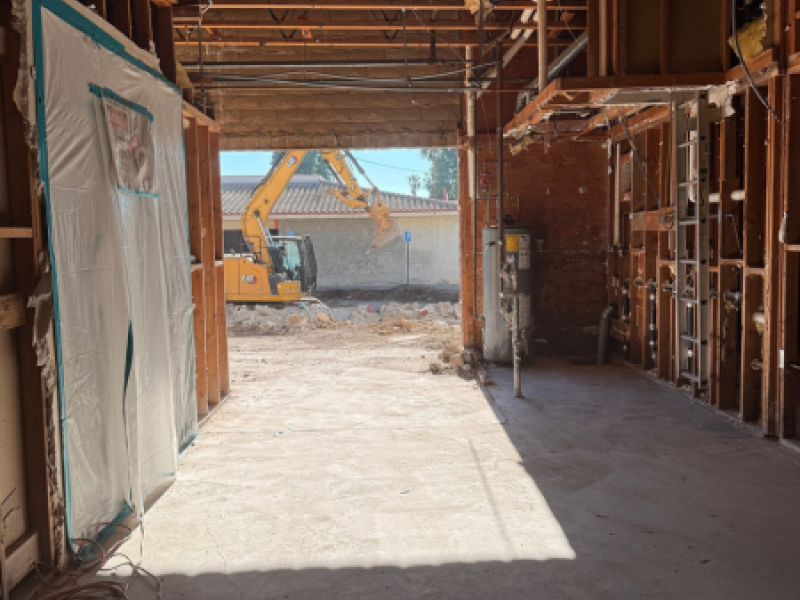 Westside Library Expansion Project Construction photo of west building facing east