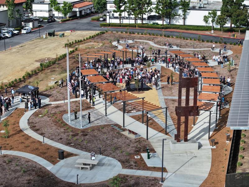 Drone image overlooking the Spagnolo 9.11 Memorial Park 