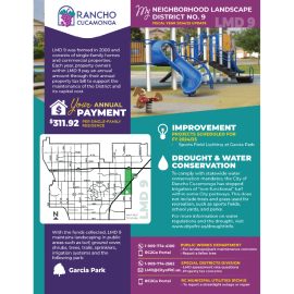 LMD 9 annual report graphic with map and project highlights