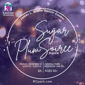 Senior Sugar Plum Soiree Dance. Friday, December 5. 6:00 p.m. - 8:30 p.m. Central Park, 11200 Base Line Rd. $15 per person. Ages 50+