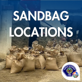 Picture of compiled sandbags in preparation for a storm